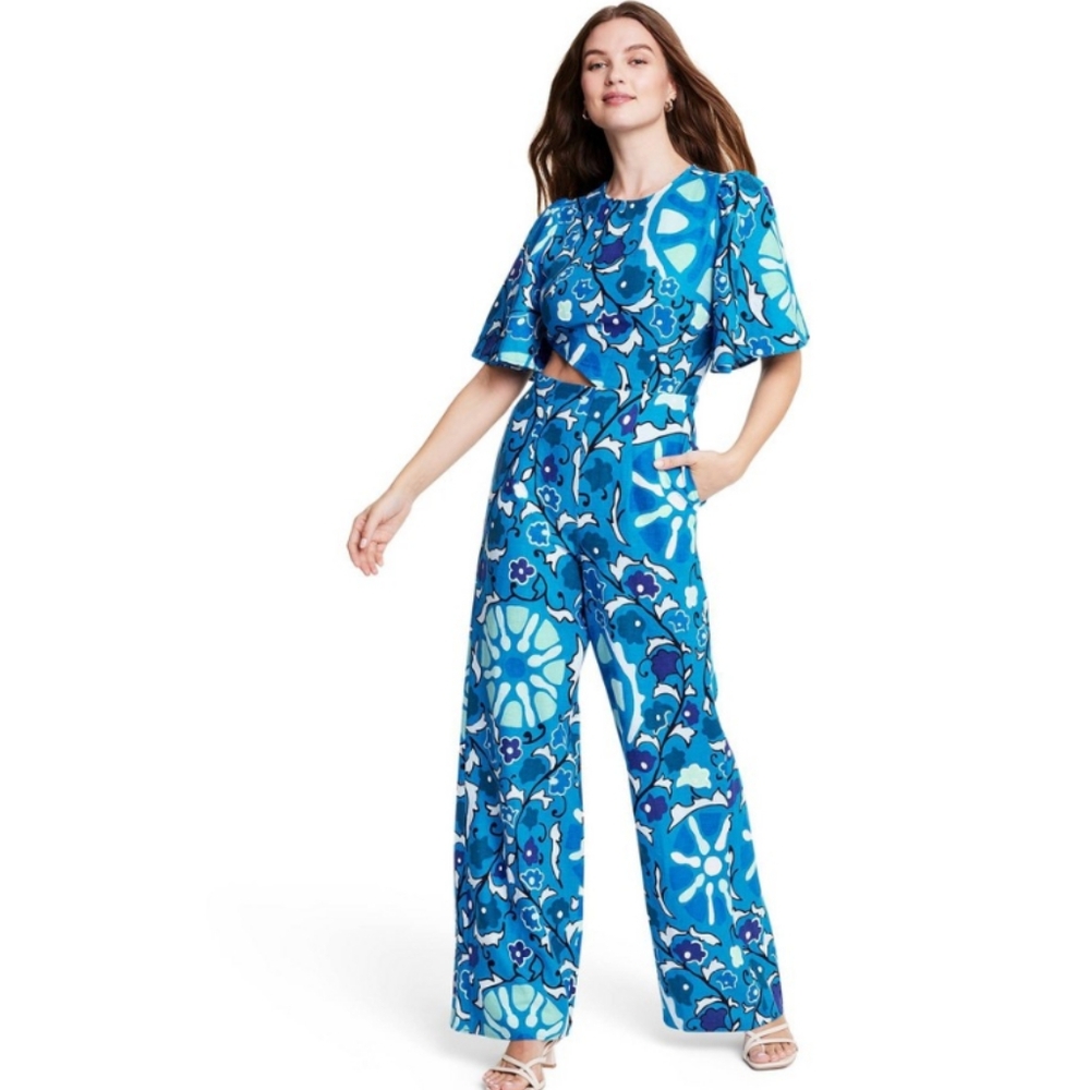 RHODE Blue Floral Jumpsuit